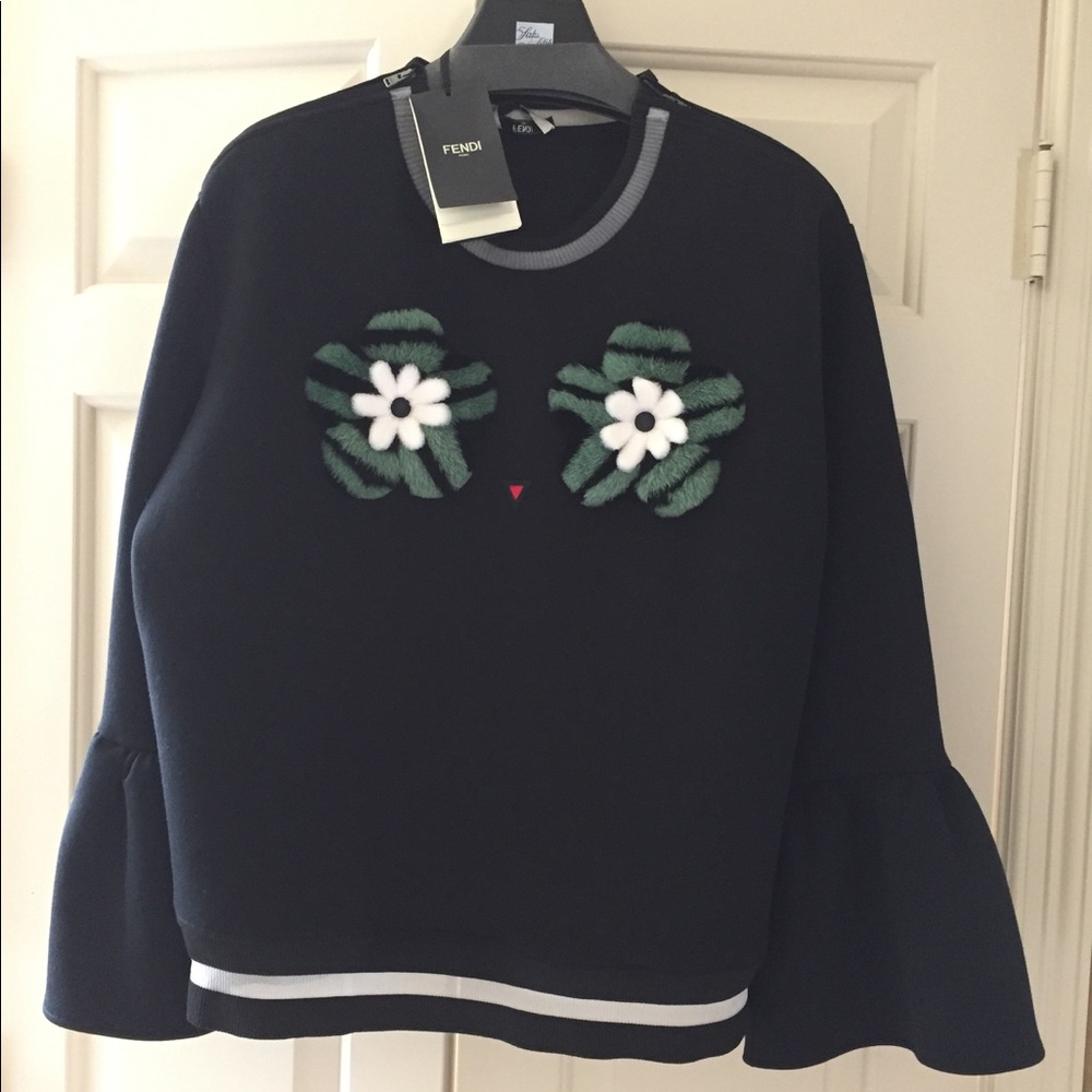 Fendi sweatshirt with mink application NEW $1700
